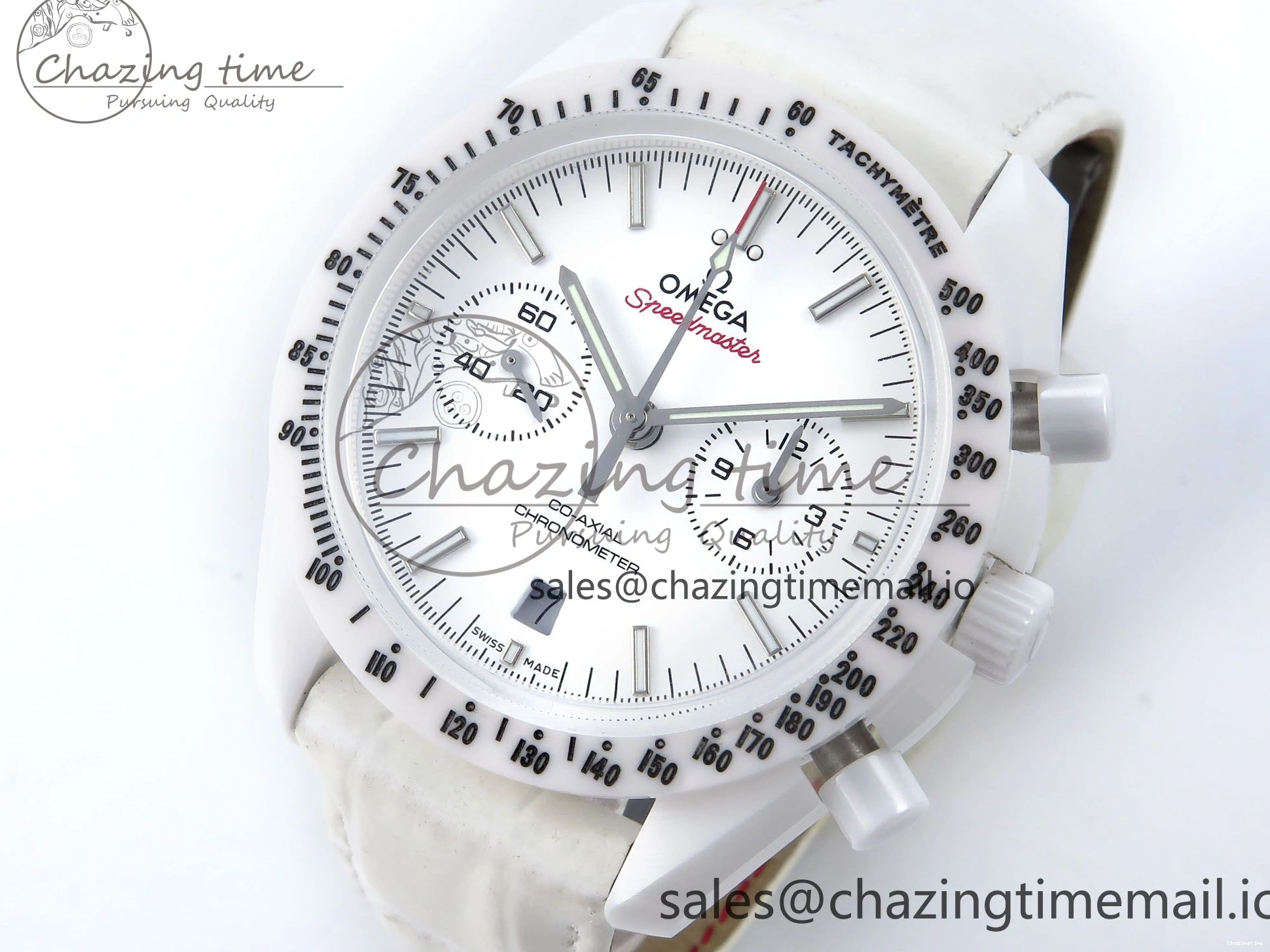 0522 Speedmaster White Side Of The Moon N1F 1:1 Best Edition White Dial White Ceramic on White Leather Strap A GoAnywhere 7694